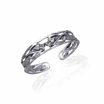 Twin Dragon Silver Bangle TBG288 - Jewelry